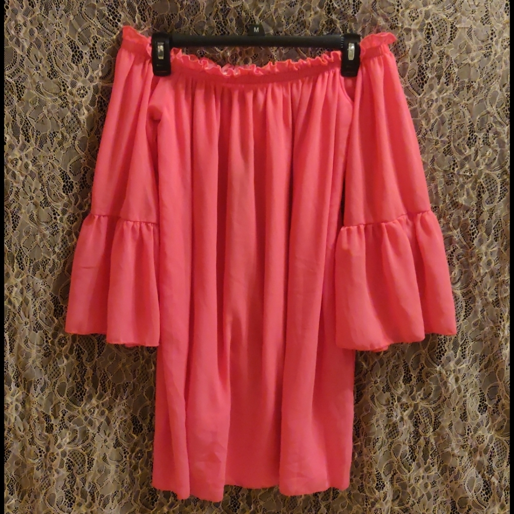 Off the shoulder pink dress